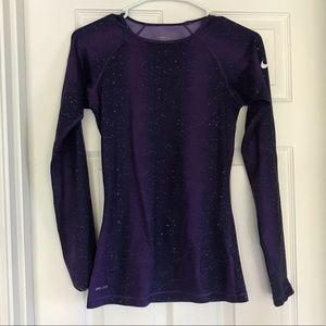 Purple NIKE Pro dry fit long sleeve top